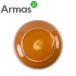 Aizmugures skats uz brūnu Uzbeku šķīvi plovam 32 cm – keramika