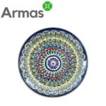 Uzbeku šķīvis plovam 32 cm ar krāsainu austrumu rakstu – priekšpuse