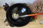 Stainless steel soup ladle with wooden handle 64cm - Image 3