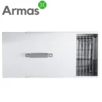 Top view of the smoking box with visible grates and grease drain