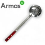 Skimmer spoon with holes made of stainless steel with a wooden handle 45cm