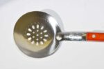 Slotted spoon with holes made of stainless steel with a wooden handle 40cm - Image 3