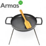 Сковорода-диск для пикника 30 см с ножками и деревянной лопаткой — изображение 2