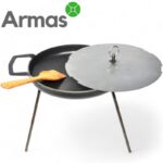 Picnic pan-disc 30 cm with lid, legs and wooden spatula - Image 3