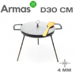 Picnic pan-disc 30 cm with lid, legs and wooden spatula