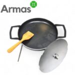 Picnic pan-disc 30 cm with lid, legs and wooden spatula - Image 2