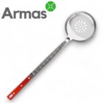 Slotted spoon with holes made of stainless steel with a wooden handle 46cm