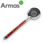 Slotted spoon with holes made of stainless steel with a wooden handle 40cm