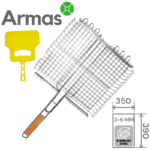 Professional grill grid of stainless steel 390x350 cm + grill hand fan