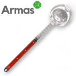 Stainless steel soup ladle with wooden handle 64cm