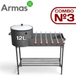 KOMPLEKTS COMBO №3 – Mangals ar krāsni 40 cm ar Uzbeku čuguna kazanu 12L + 6 iesmi