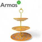 Uzbeku trīsstāvu ķeramiska paplāte tortēm, augļiem un uzkodām