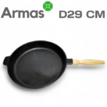 Чугунная сковорода с деревянной ручкой D29 см