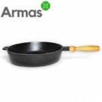 Чугунная глубокая сковорода с деревянной ручкой D29 см — изображение 2