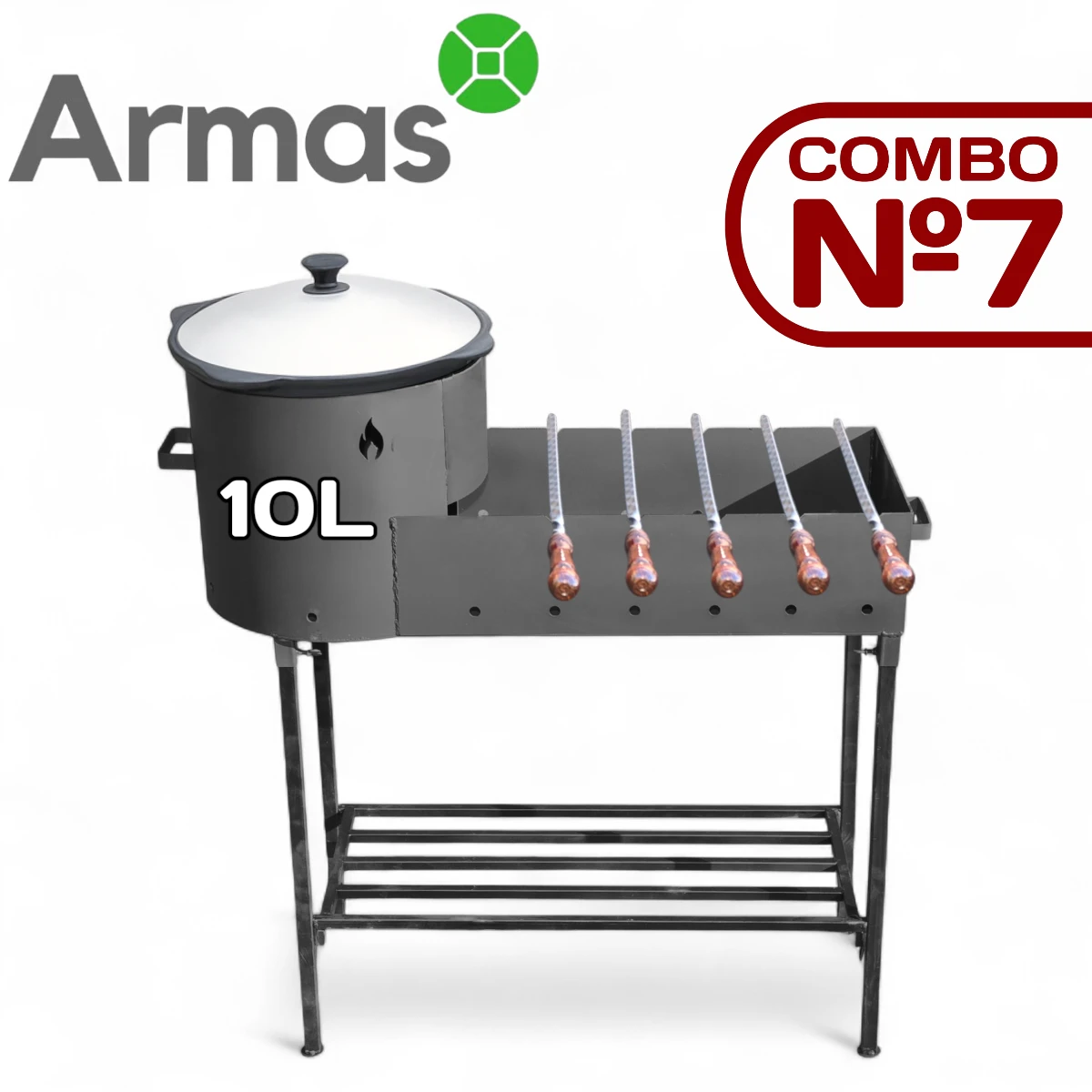 Combo_7 KOMPLEKTS KOMBO №7 Krāsns-mangals Ø360 mm + čuguna kazans 10 l ar vāku + 5 iesmi