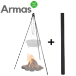 Campfire tripod for cooking stand over fire camp 1.20m + bag