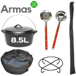 Kempinga komplekts Nr.2 - čuguna katls ar statīvu un piederumiem 8.5L - Image 2