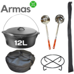 Kempinga komplekts Nr.3 - čuguna katls ar statīvu un piederumiem 12L - Image 2