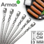 Grilla ļuļa kebabu iesms no nerūsējošā tērauda ar gredzenu 3x20x500mm