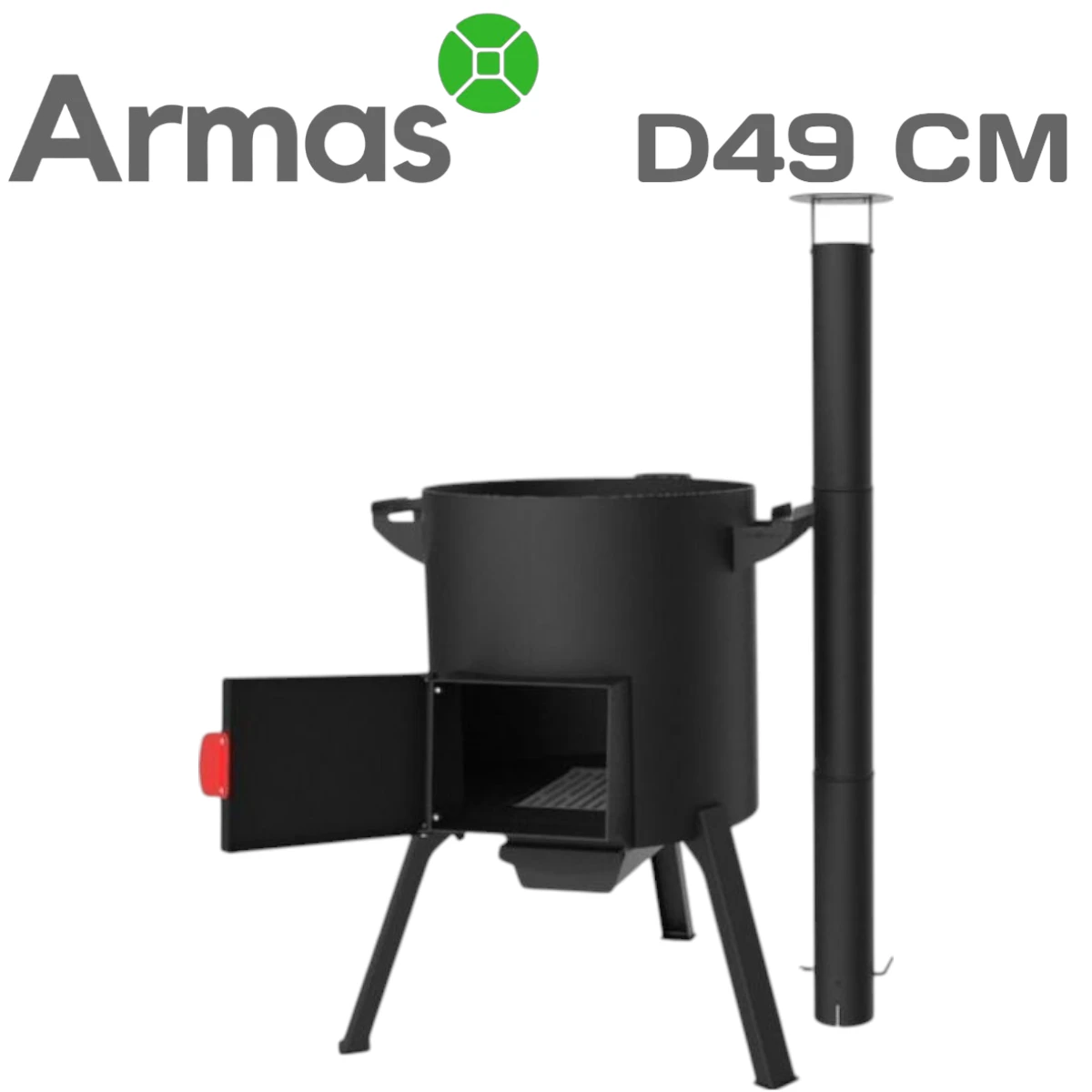 8444 COMFORT kazan stove 22–30L with chimney, 46 cm diameter, 3 mm steel