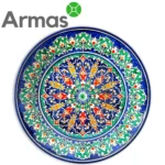 Узбекская тарелка ляган 42 см – синяя с узором