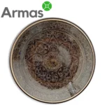 Uzbeku šķīvis Ljagan ar tumši brūnu glazūru un krēmkrāsas ornamentu