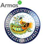 Traditional Uzbek lyagan for pilaf with blue and red pattern 42 cm