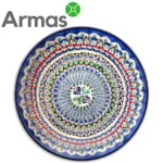 Large Uzbek plate with blue ornament and red accents