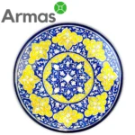 Tumši zils uzbeku šķīvis ar ziedu ornamentu – 42 cm