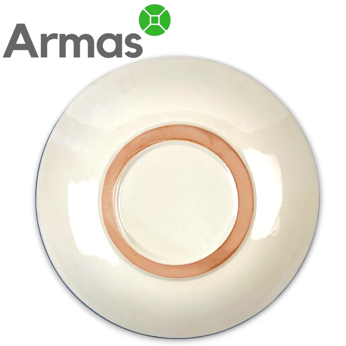 Back of Uzbek plate with white glaze and unglazed clay ring