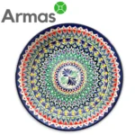 Uzbeku šķīvis ar ziedu mandalu un krāsainu ornamentu