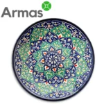 Узбекская тарелка с синей и зелёной цветочной мандалой