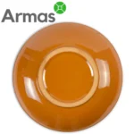 Glazēts šķīvja apakšpuse ar oranžu māla apdari