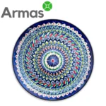 Uzbeku šķīvis plovam 38cm ar zilu austrumu ornamentu – priekšskats