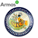 Uzbek plate 38 cm with exotic bird and oriental ornament – front view