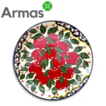 Узбекская тарелка для плова 38 см с узором из гранатов – вид спереди