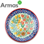 Uzbek pilaf plate Lyagan 38 cm – handmade, floral pattern, red rim - Image 3