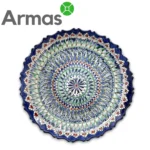 Узбекская тарелка Ляган с резным краем, 40 см, традиционный узор