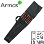 Набор из шести шампуров с деревянными ручками в черном тканевом чехле, длина шампура 45 см, толщина 3 мм