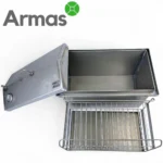 Smoking box with two racks and a drip tray