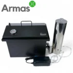 Smoking smokehouse with thermometer and smoke generator