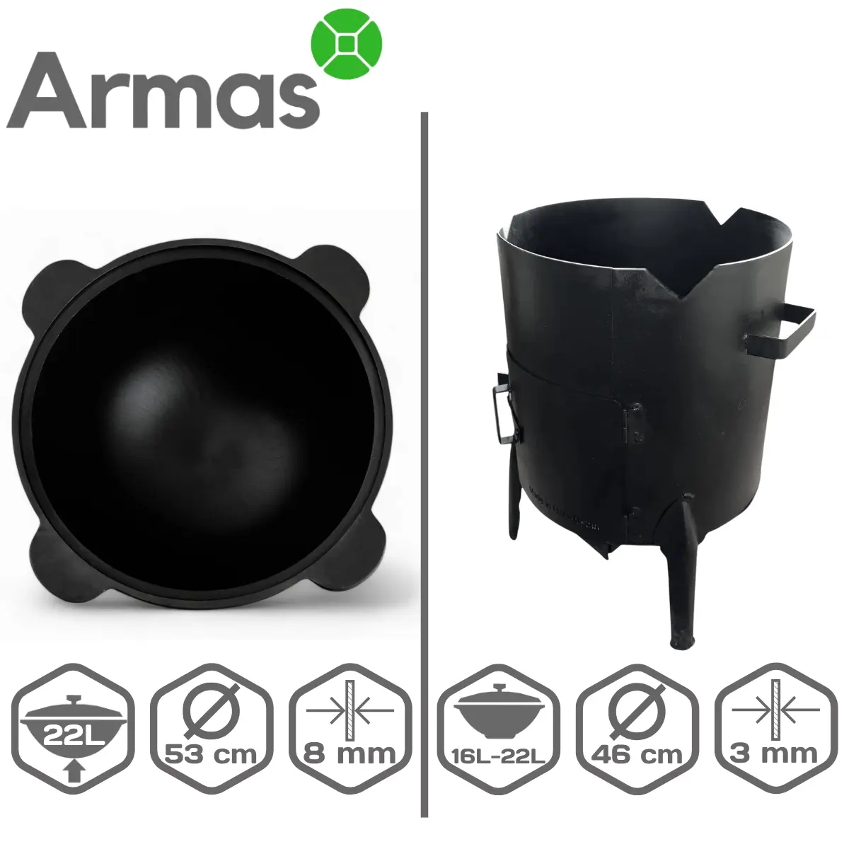 kazans un krāsns 22 l komplekts