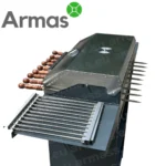 Мангал с боковыми полками, шампурами и крышкой