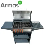 Гриль с металлической решеткой и открытой крышкой