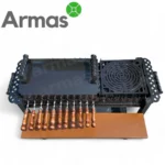 Крышка гриля, поверхность плиты и шампуры.