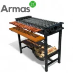 Мангал с 20 шампурами, боковыми полками и отделением для дров