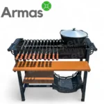 Гриль с крышкой, подставкой для сковороды и шампурами