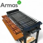 шашлычный гриль с 24 шампурами и деревянной полкой