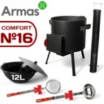 Comfort krāsns ar skursteni un 12L uzbeku kazans
