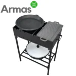 Portable barbecue grill with shelf and foldable design